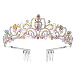 G2888 Crystal Diamond Wedding Party Braided Hair Crown Show Headband, Silver White, Silver, Gold, Rose Gold, AB Colorful, White+Pink, Pink, Blue, No Comb Rose Gold, No Comb Gold, Colorful Opal, Colorful, Purple Red Diamond, Light Purple, Light Green   ...