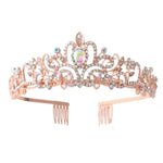G2888 Crystal Diamond Wedding Party Braided Hair Crown Show Headband, Silver White, Silver, Gold, Rose Gold, AB Colorful, White+Pink, Pink, Blue, No Comb Rose Gold, No Comb Gold, Colorful Opal, Colorful, Purple Red Diamond, Light Purple, Light Green   ...