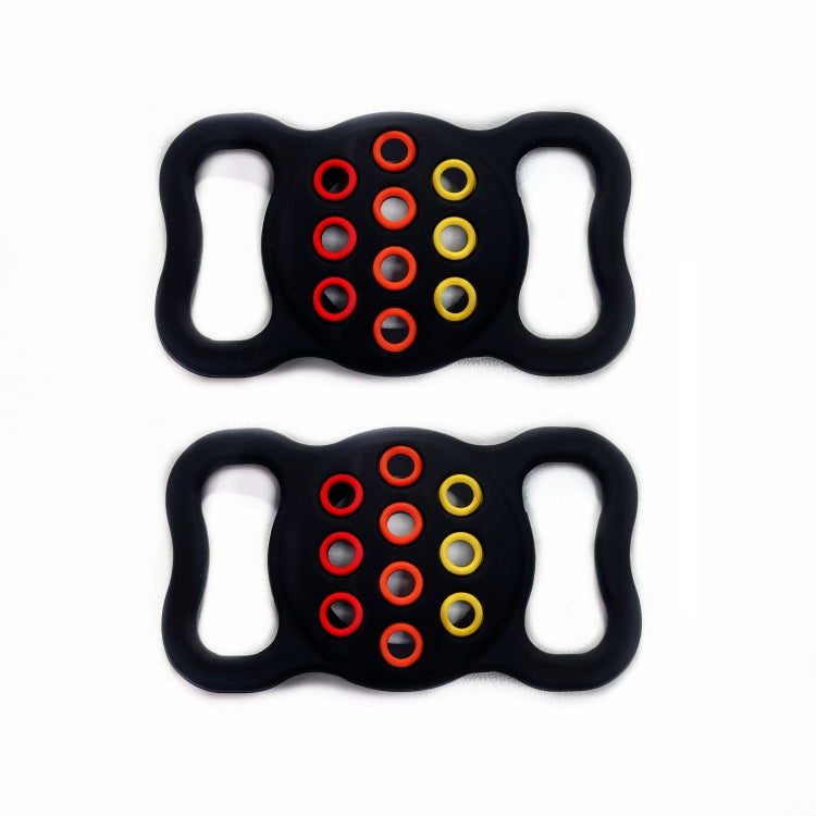 2  PCS Contrast Color Perforated Pet Collar Silicone Cover for AirTag 2nd Gen / AirTag 1st Gen, Black, Dark Blue Colorful, Pink  Colorful, Dark Green, Black and Gray