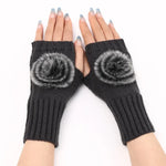 Autumn And Winter Women Fingerless Fur Ball Gloves Knitted Wool Warm Sleeves, Black, White, Dark Gray, Light Grey, Coffee, Wine Red, Khaki, Cream Color