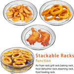 Air Fryer Accessories 8-inch Three Layer Round Grill Steam Rack, Round