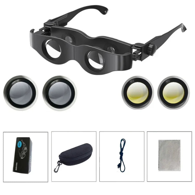 DM0125 3X Fishing Binoculars Adjustable Focus Glass Type Binoculars, Hardcover, With Grey Polarised Lens, With Yellow Polarised Lens, With Red Polarised Lens, With Grey + Yellow  Lens, With Tricolour  Lens
