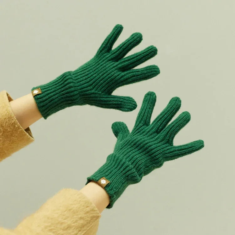 227-A0124 Wool Knit Striped Warm Touchscreen Gloves Winter Warm Cycling Gloves