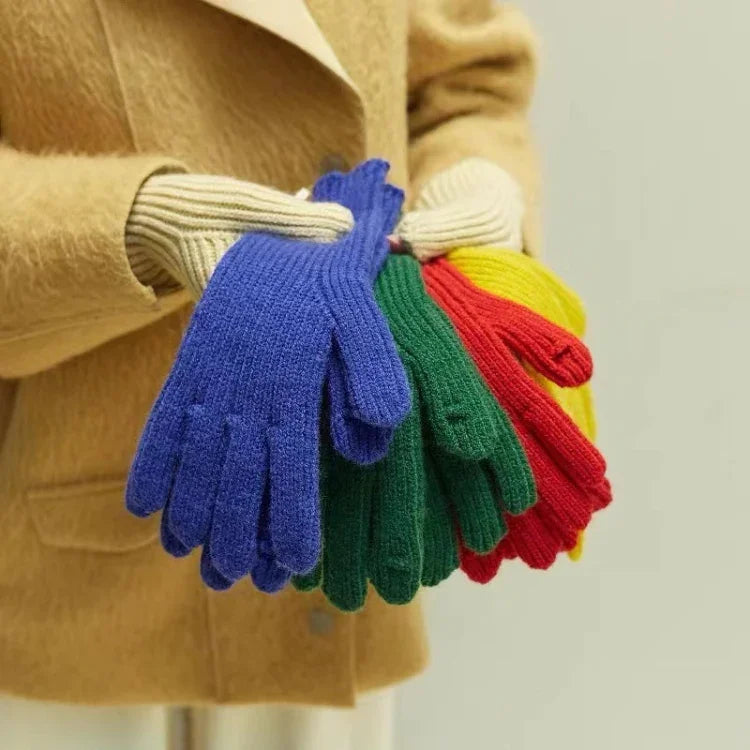 227-A0124 Wool Knit Striped Warm Touchscreen Gloves Winter Warm Cycling Gloves