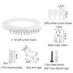 Model Steel Rail Bending Curtain Rail Flexible Guide Set, Size:, 3m White