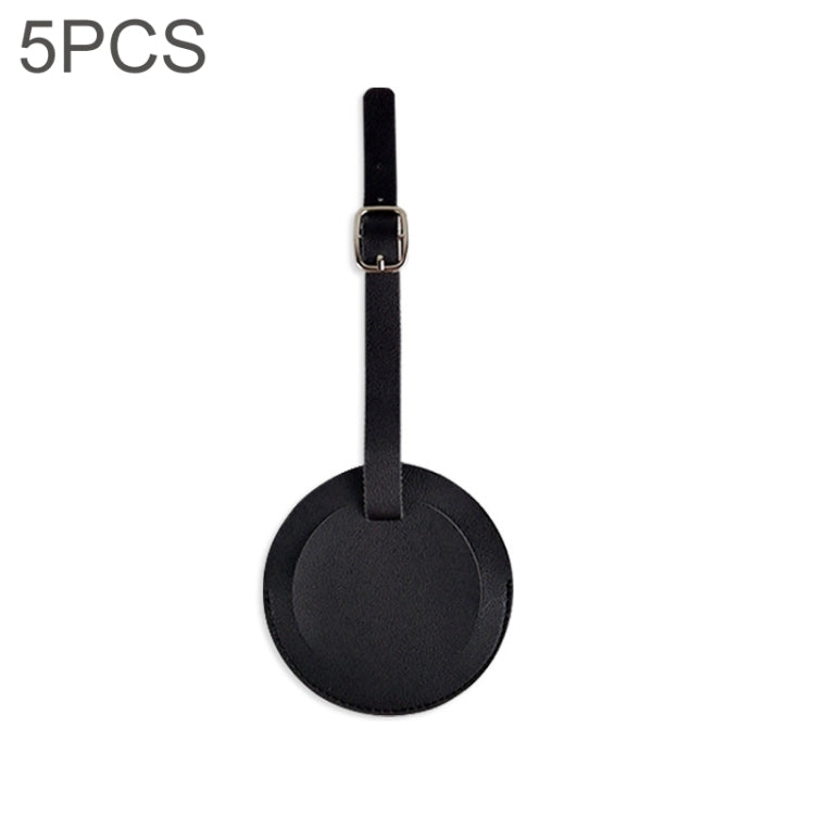 5 PCS Soft-Surface Leather Stitched Round Boarding Pass Luggage Tag