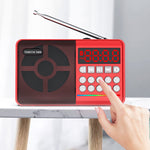 TEMEIYIN LED Digital Display Card Bluetooth Radio Speaker Morning Exercise Portable Player, Red, Red with Light