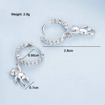 S925 Sterling Silver Bear Twist White Gold Plated Animal Earrings, BSE729