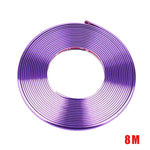 W12 8m/roll Car Universal Reflective Wheel Electroplating Decorative Strip, 1roll Electroplating Gold, 1roll Electroplating Silver, 1roll Electroplating Purple, 1roll Electroplating Red, 1roll Electroplating Blue