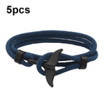 5pcs Whale Tail Braided Hand Rope Double Live Buckle Adjustable Bracelet, 5pcs Pink, 5pcs Yellow, 5pcs Red Wine, 5pcs Navy, 5pcs Khaki, 5pcs Red, 5pcs Black, 5pcs Light Blue, 5pcs Beige