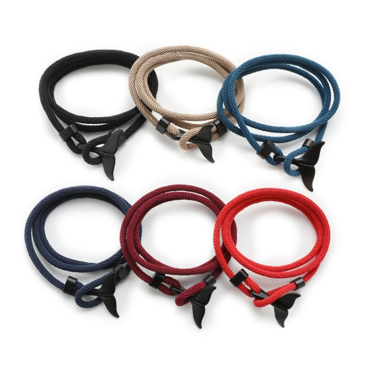 5pcs Whale Tail Braided Hand Rope Double Live Buckle Adjustable Bracelet, 5pcs Pink, 5pcs Yellow, 5pcs Red Wine, 5pcs Navy, 5pcs Khaki, 5pcs Red, 5pcs Black, 5pcs Light Blue, 5pcs Beige