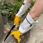 Leather Extended Thick Gardening Gloves Welder Work Gloves, Gold White L, Gold White XL