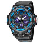 SMAEL 8008 Outdoor Sports Multifunctional Waterproof Luminous Men Watch, Black Blue