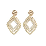 Bamboo Vine Handmade Woven Earrings Bosomia Style Earrings, E2002-1 Ear Hook Circle, E2002-2 Black Frame, E2002-3 Yellow Frame, E2002-4 Blue Frame, E2002-5 Knock Pattern Circle, E2002-6 Knock Pattern Deep Cake, E2002-7 Knock Pattern Water Drop
