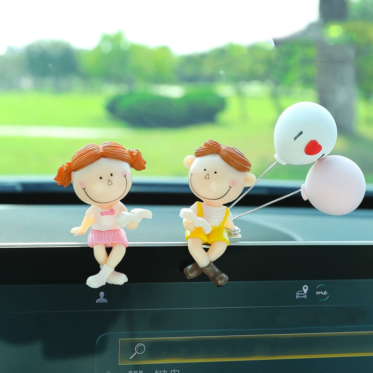 Car Ornament Ornament Lovely Kissing Couple Doll, Color:, Blue, Gray, Reading, Clever, Blue+Balloon, Blue+Blue White Balloon, Gray+Balloon, Gray+Gray Balloon, Reading+Balloon, Clever+Balloon, Stool Blue Couple, Stool Gray Couple, Stool Reading Couple  ...