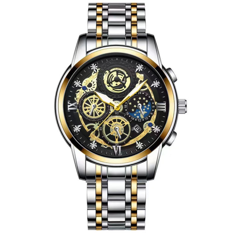 BINBOND 4010 Multifunctional Waterproof Hollowed Luminous Quartz Watch