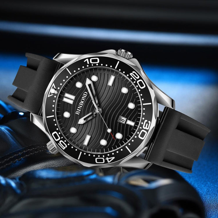 BINBOND B2820 Luminous 30m Waterproof Men Sports Quartz Watch, White Steel Black Surface, White Steel White Surface, White Steel Blue Surface, Inter-gold Black Surface, Inter-gold Blue Surface, Black Steel Black Surface White                           ...