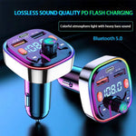 3.1A USB+PD Bluetooth Car Charger Car FM Transmitter Colorful Lighting, R2, Q3, Q5, Q7