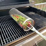 Outdoor Stainless Steel Barbecue Cage BBQ Round Mesh Tube, 20cm With Hook, 30cm With Hook
