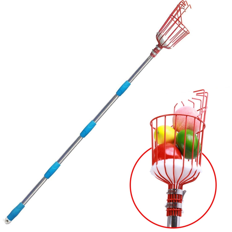 Stainless Steel Aerial Fruit Picker Fruit Picking Tools, With Rod 4 Sections 1.6m, With Rod 6 Sections 2.4m, With Rod 9 Sections 3.6m, With Rod 10 Sections 4m
