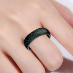 SH100 5.7mm Wide Silicone Ring Glitter Couple Ring, No.8, No.9, No.10