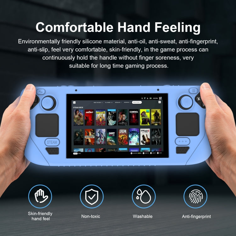 For Steam Deck Game Controller Soft Silicone Protective Cover Case With 4pcs Key Cap, SD001 (Black), SD001 (Red), SD001 (Luminous Blue), SD001 (Luminous Green)