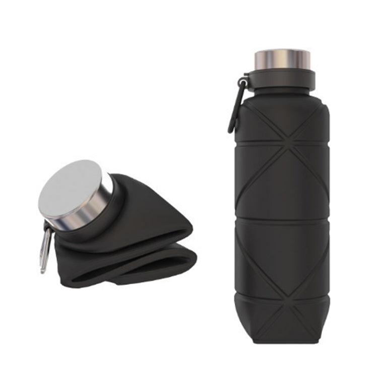 Outdoor Silicone Folding Water Cup Telescopic Water Bottle Travel Drinking Cup With Carabiner, 700ml Black, 700ml Grey, 700ml Red, 700ml Blue