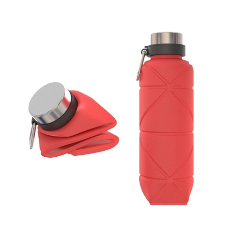 Outdoor Silicone Folding Water Cup Telescopic Water Bottle Travel Drinking Cup With Carabiner, 700ml Black, 700ml Grey, 700ml Red, 700ml Blue