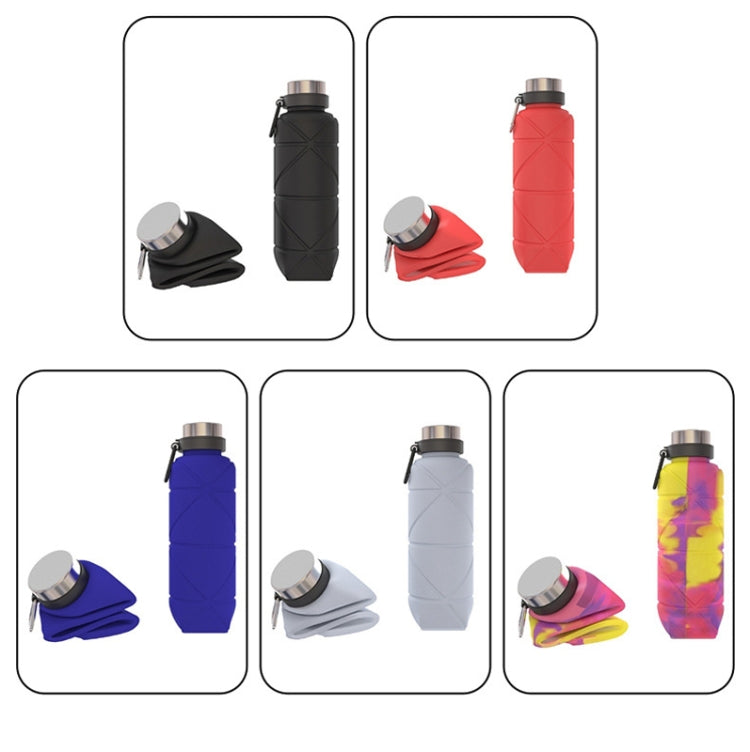 Outdoor Silicone Folding Water Cup Telescopic Water Bottle Travel Drinking Cup With Carabiner, 700ml Black, 700ml Grey, 700ml Red, 700ml Blue