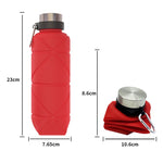 Outdoor Silicone Folding Water Cup Telescopic Water Bottle Travel Drinking Cup With Carabiner, 700ml Black, 700ml Grey, 700ml Red, 700ml Blue