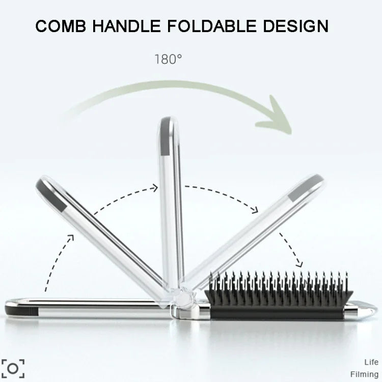 2 in 1 Massage Air Cushion Comb Mirror Integrated Comb Portable Folding Comb, Comb Mirror