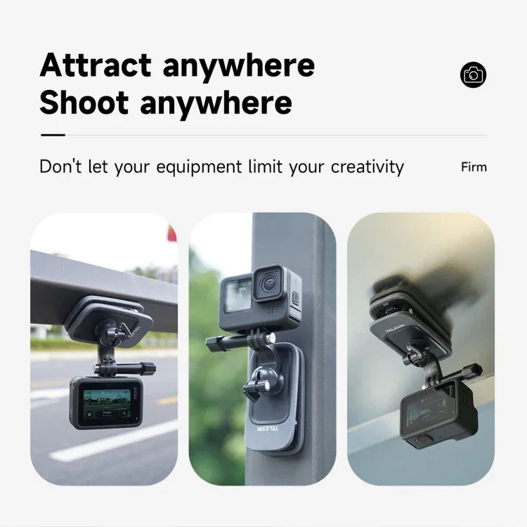 TELESIN 360 Degree Rotation Magnetic Backpack Clip Clamp Mount For Action Camera, TELESIN