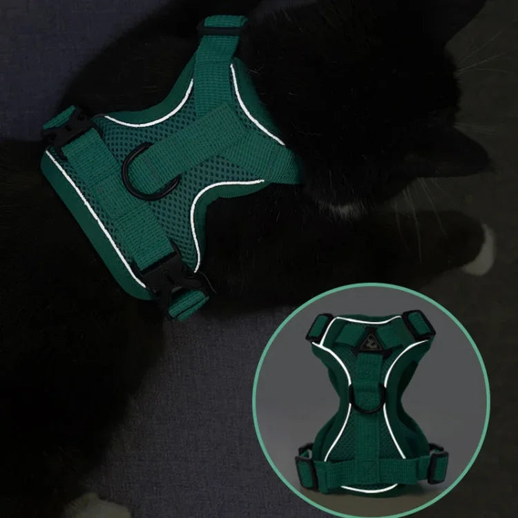 Pet Vest Harness + Traction Rope Set Reflective Breathable Dog Cat Harness, S, M, L, XL