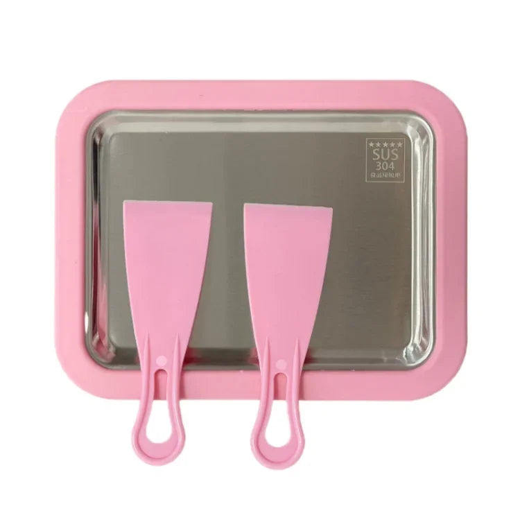 Mini Household Fried Yogurt Machine Children Homemade DIY Fried Ice Tray, Stainless Steel Green 26x21cm, Stainless Steel White 26x21cm, Stainless Steel Pink 22.5x17.5cm, Stainless Steel White 22.5x17.5cm, Aluminum Alloy White 22.5x17.5cm