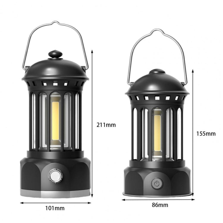 Battery Model COB Portable Outdoor Camping Lamp Atmosphere Tent Lamp Retro Lamp, Battery Small Green, Battery Small Black, Battery Small Beige, Battery Small Red, Battery Large Black, Battery Large Beige, Battery Large Green, Battery Large Red