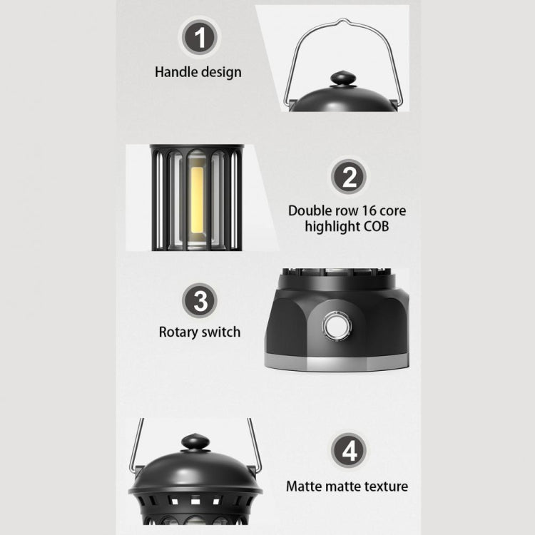 Battery Model COB Portable Outdoor Camping Lamp Atmosphere Tent Lamp Retro Lamp, Battery Small Green, Battery Small Black, Battery Small Beige, Battery Small Red, Battery Large Black, Battery Large Beige, Battery Large Green, Battery Large Red