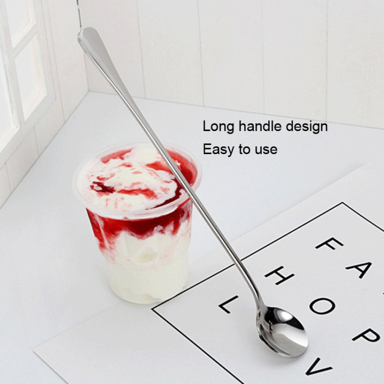 304 Stainless Steel Long Handle Thickened Round Spoon Coffee Ice Drink Mixing Spoon, Stainless Steel Color