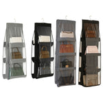 2pcs Double Sided Transparent Storage Bag Bedroom Wardrobe Storage Dustproof Hanging Bag, Gray 6 Grid, Black 6 Grid, Gray 8 Grid, Black 8 Grid