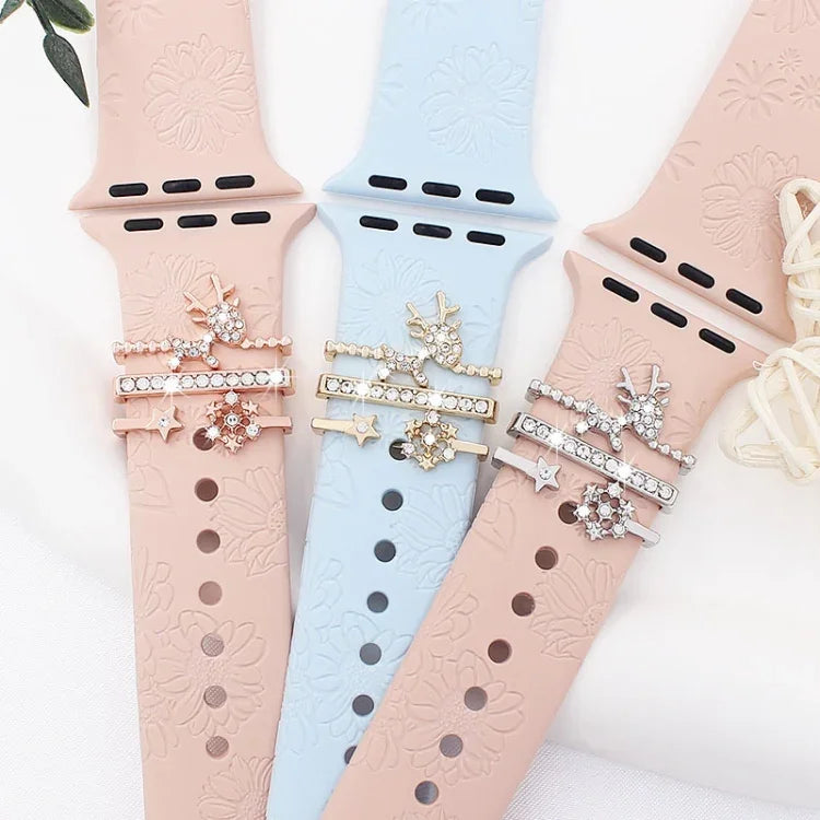 3pcs/Set Smart Watch Silicone Watch Band Decoration Ring
