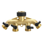 Garden Watering Agricultural Irrigation Family Car Wash Faucet Copper 4-way Ball Valve Water Divider, European Thread, American Thread