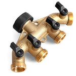 Garden Watering Agricultural Irrigation Family Car Wash Faucet Copper 4-way Ball Valve Water Divider, European Thread, American Thread