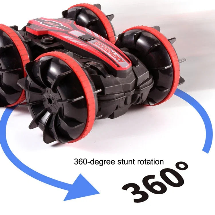 2.4G Amphibious Stunt Remote Control Car Double-sided Rolling Driving Children Electric Toys, Red, Green
