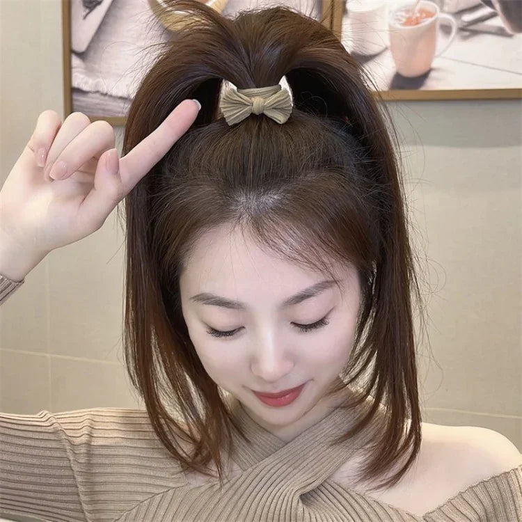 5pcs/pack Women Bow Hair Accessories Stretch Hair Band No Tie Marks Rubber Band