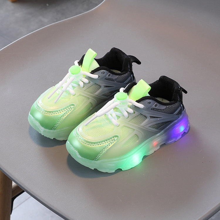 WISDOMFROG Girls Sneakers LED Light Up Boys Gradient Mesh Shoes Children Footwear, 21, 22, 23, 24, 25, 26, 27, 28, 29