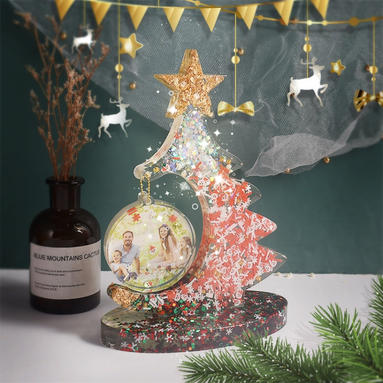 Crystal Epoxy Resin Christmas Tree Silicone Mold, Without Bead Chain, With 10pcs Gold Bead Chain, With 10pcs Silver Bead Chain, With 10pcs Colorful Bead Chain