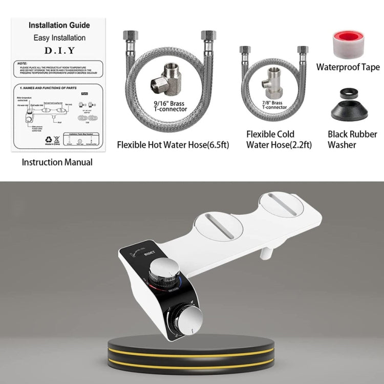Bidet Toilet Seat Attachment With Hot & Cold Double Nozzle Personal Hygiene, 7/8 For North America, 1/2  For Asia/Australia/UK, 3/8 For Europe