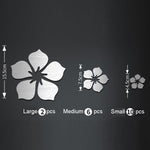 18pcs /Set Acrylic Cherry Blossom Mirror Wall Sticker Living Room Bedroom Background Wall Decoration, Cherry Blossom
