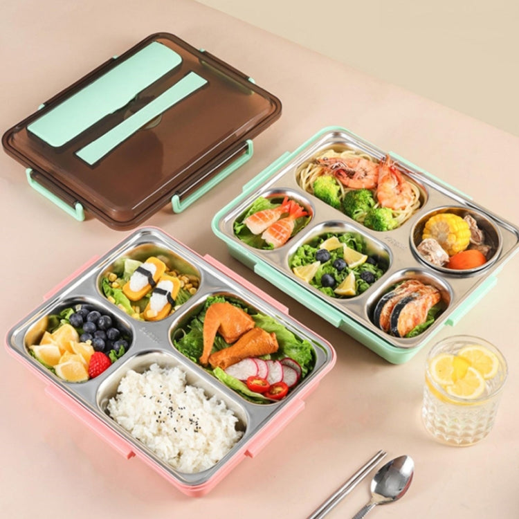 304 Stainless Steel Lunch Box Leakproof Insulated Student Dormitory Bento Box, 4 Grid Pink, 4 Grid Black, 4 Grid Blue, 5 Grid Pink