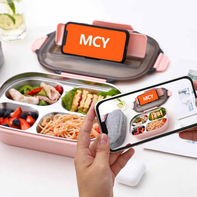 304 Stainless Steel Lunch Box Leakproof Insulated Student Dormitory Bento Box, 4 Grid Pink, 4 Grid Black, 4 Grid Blue, 5 Grid Pink