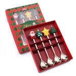 4pcs /Pack Christmas Cartoon Doll Stainless Steel Tableware, D Spoon